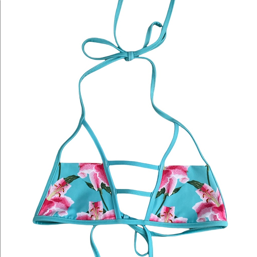 Kaimana Beachwear Teal Floral Bikini Top
